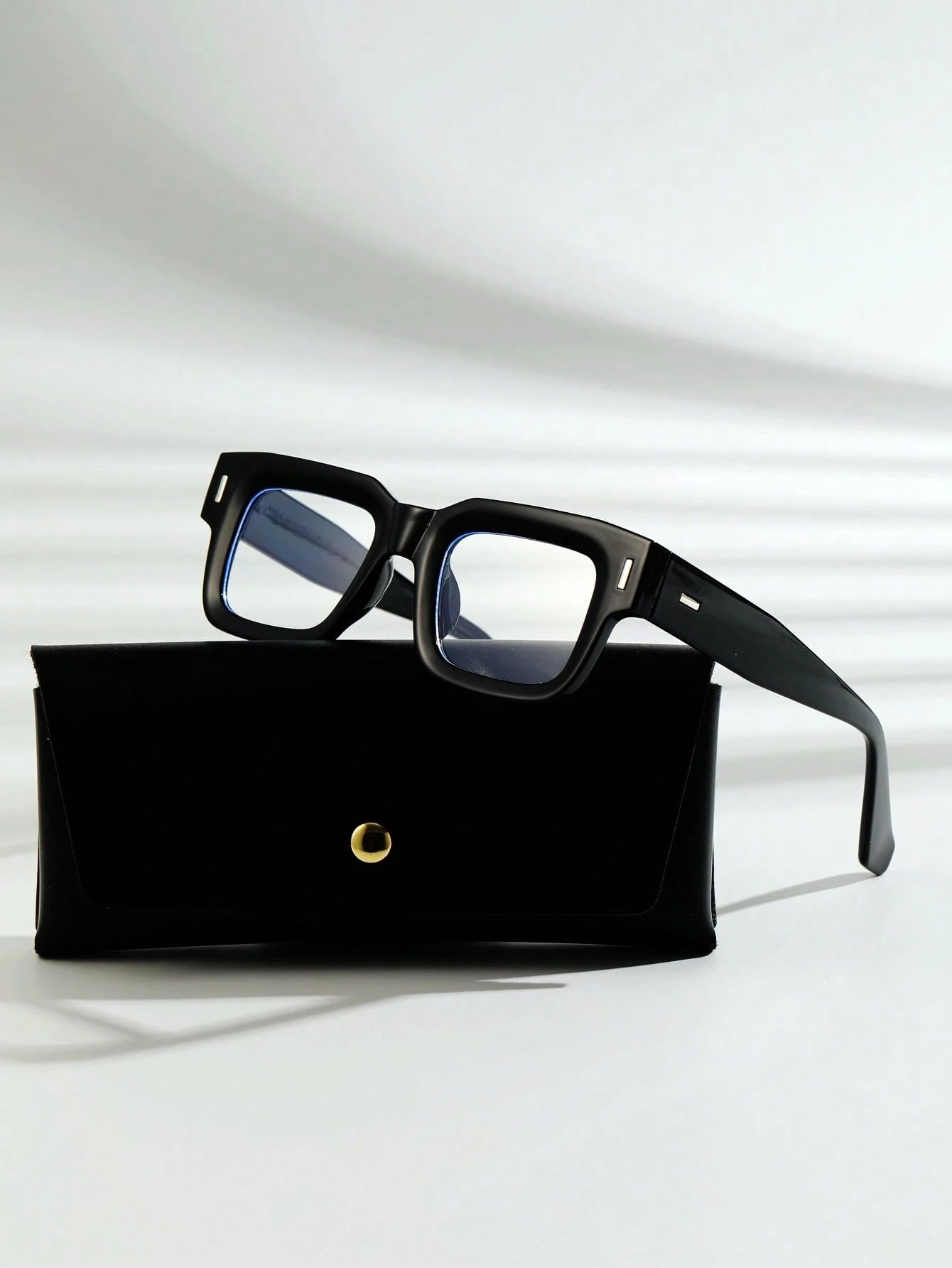POLASUP Crystal Cross & Heart Square Blue Light Glasses – Retro Korean Style Metal Frame Computer & Gaming Eyewear with Strap