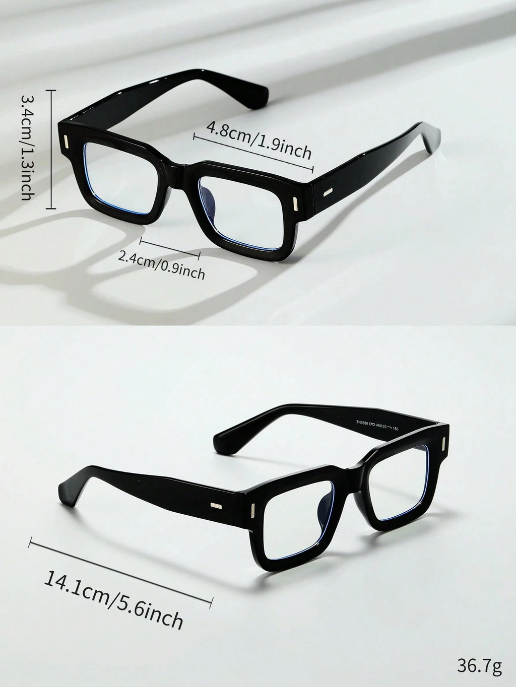 POLASUP Crystal Cross & Heart Square Blue Light Glasses – Retro Korean Style Metal Frame Computer & Gaming Eyewear with Strap