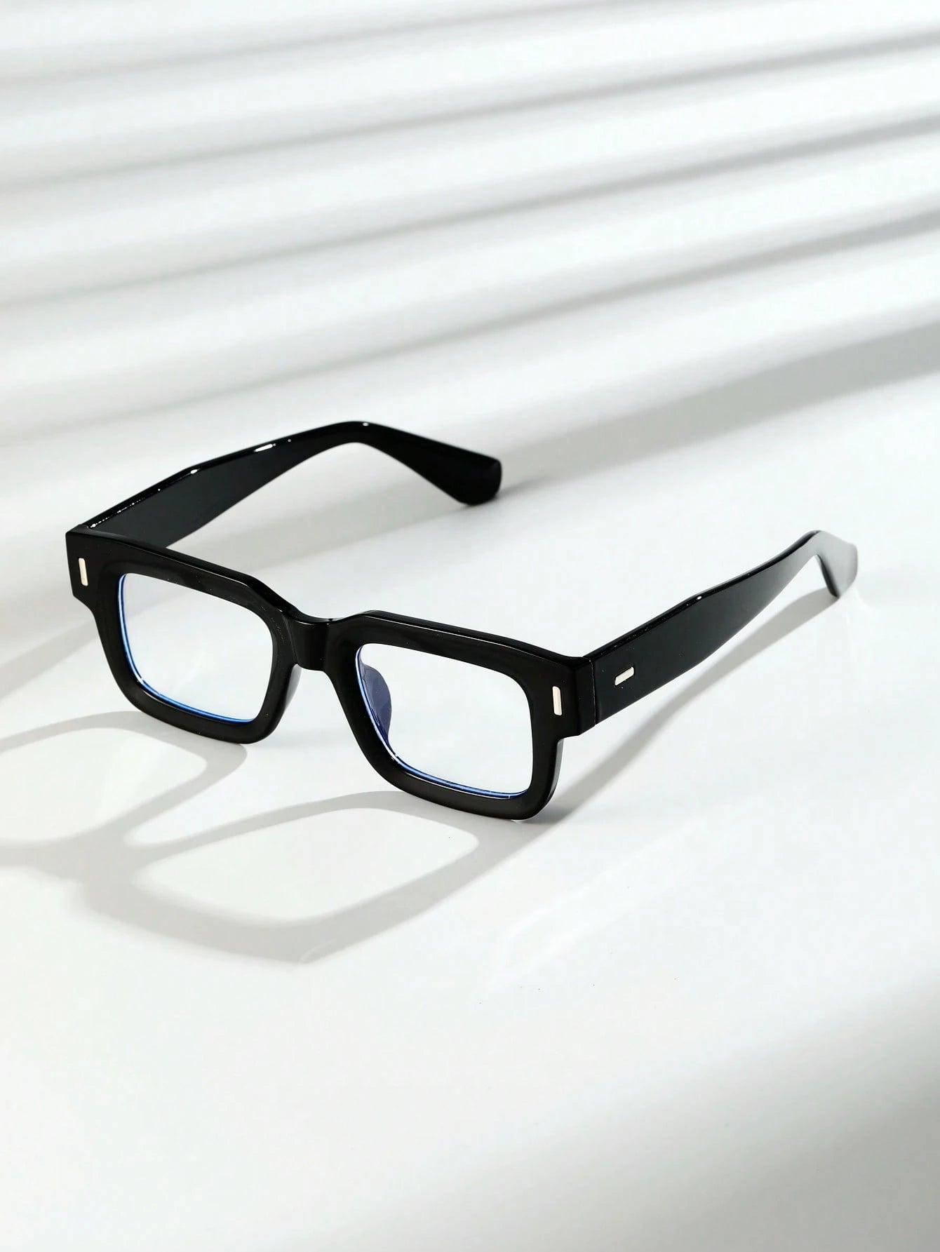 POLASUP Crystal Cross & Heart Square Blue Light Glasses – Retro Korean Style Metal Frame Computer & Gaming Eyewear with Strap