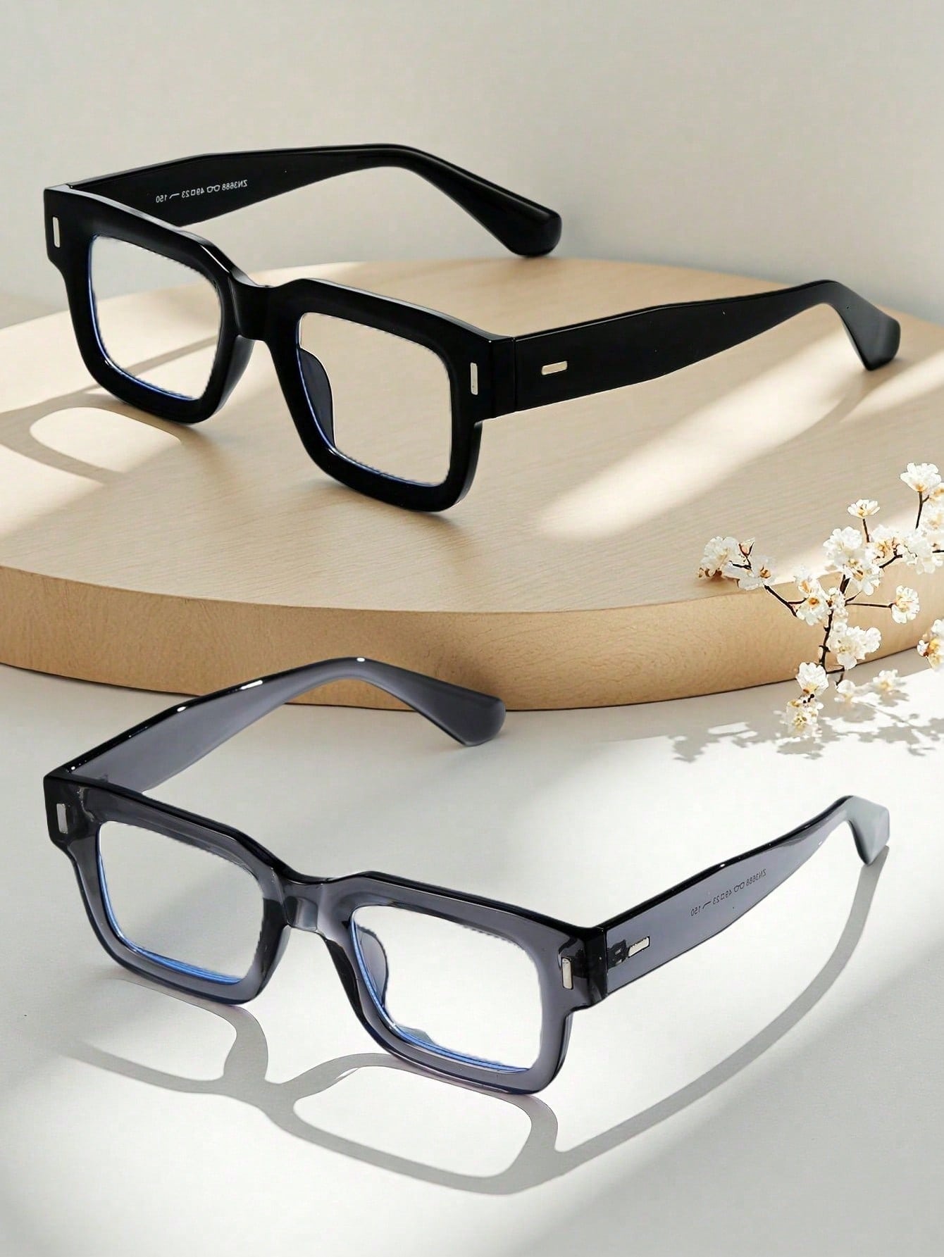 POLASUP Crystal Cross & Heart Square Blue Light Glasses – Retro Korean Style Metal Frame Computer & Gaming Eyewear with Strap