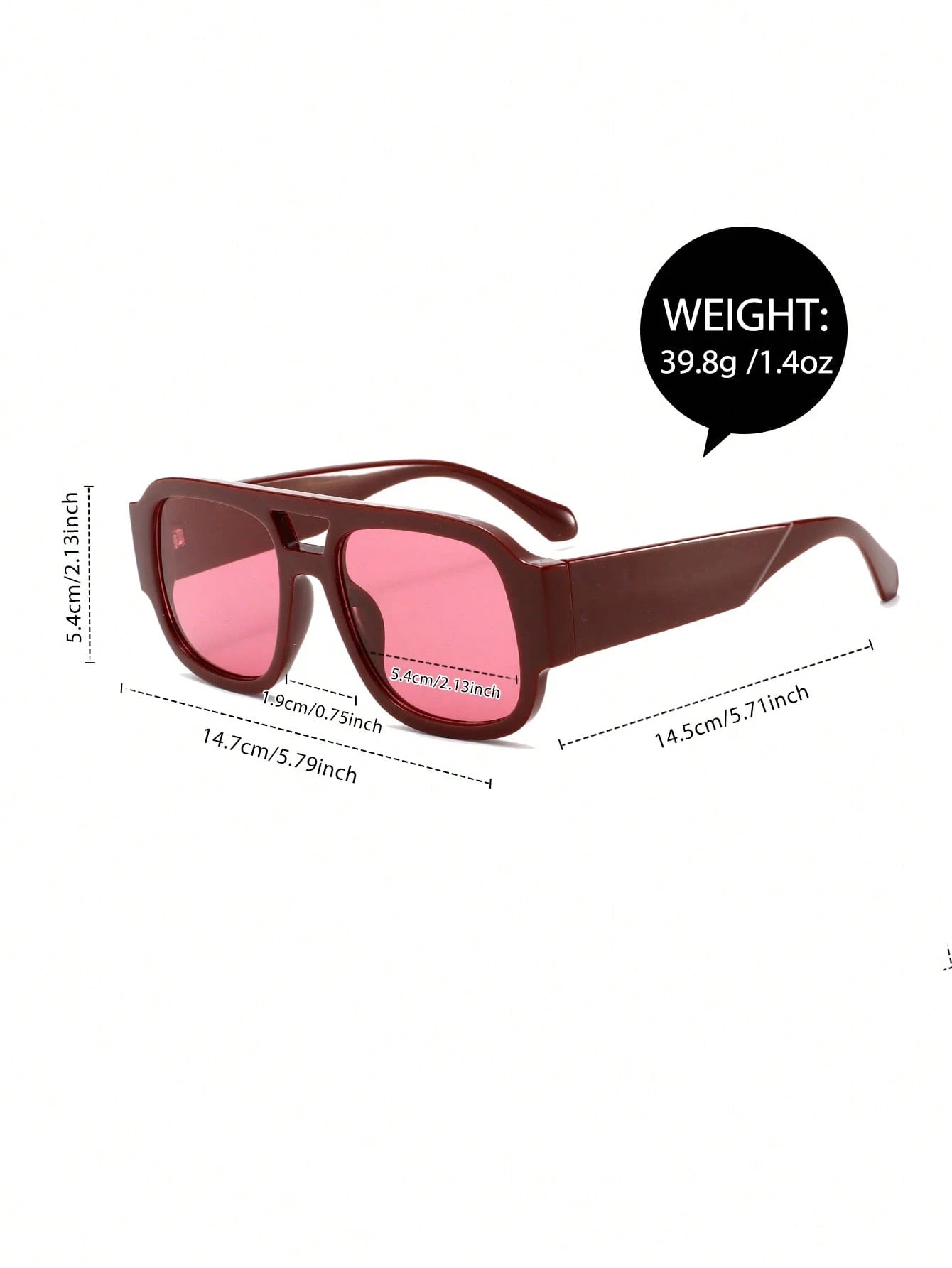 Women’s Red Frame Oversized Aviator Fashion Glasses – Trendy Summer Beach Shades for School, Travel & Casual Outfits